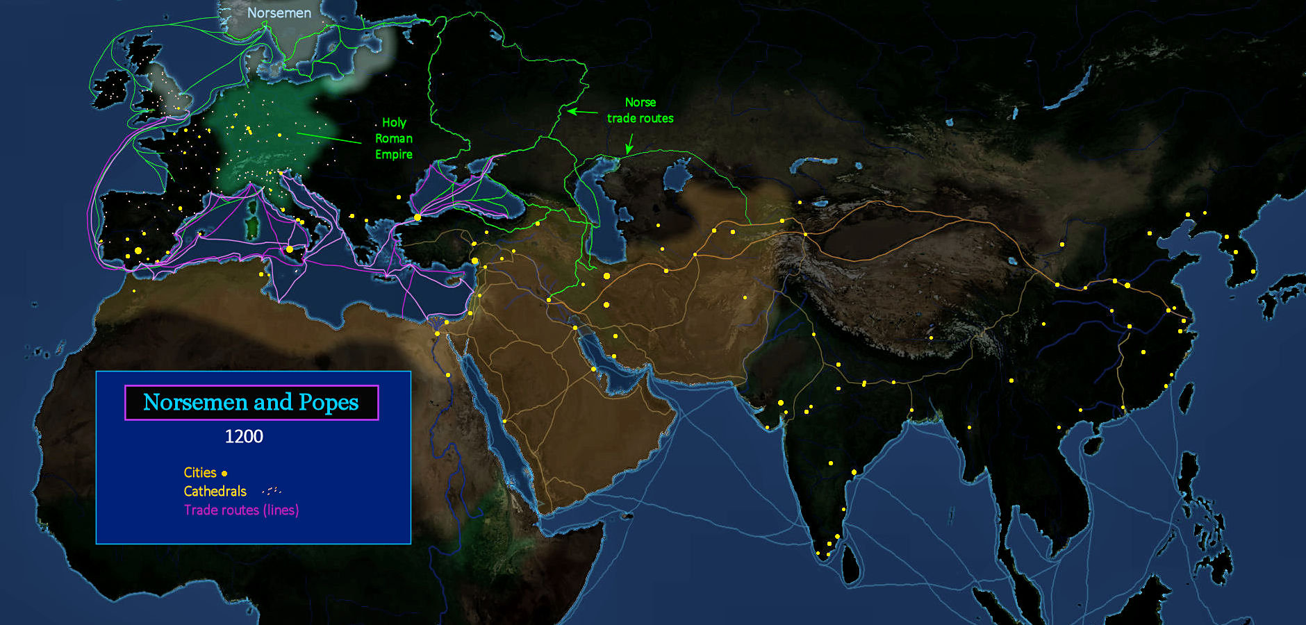 Norse traders, Holy Roman Empire, map